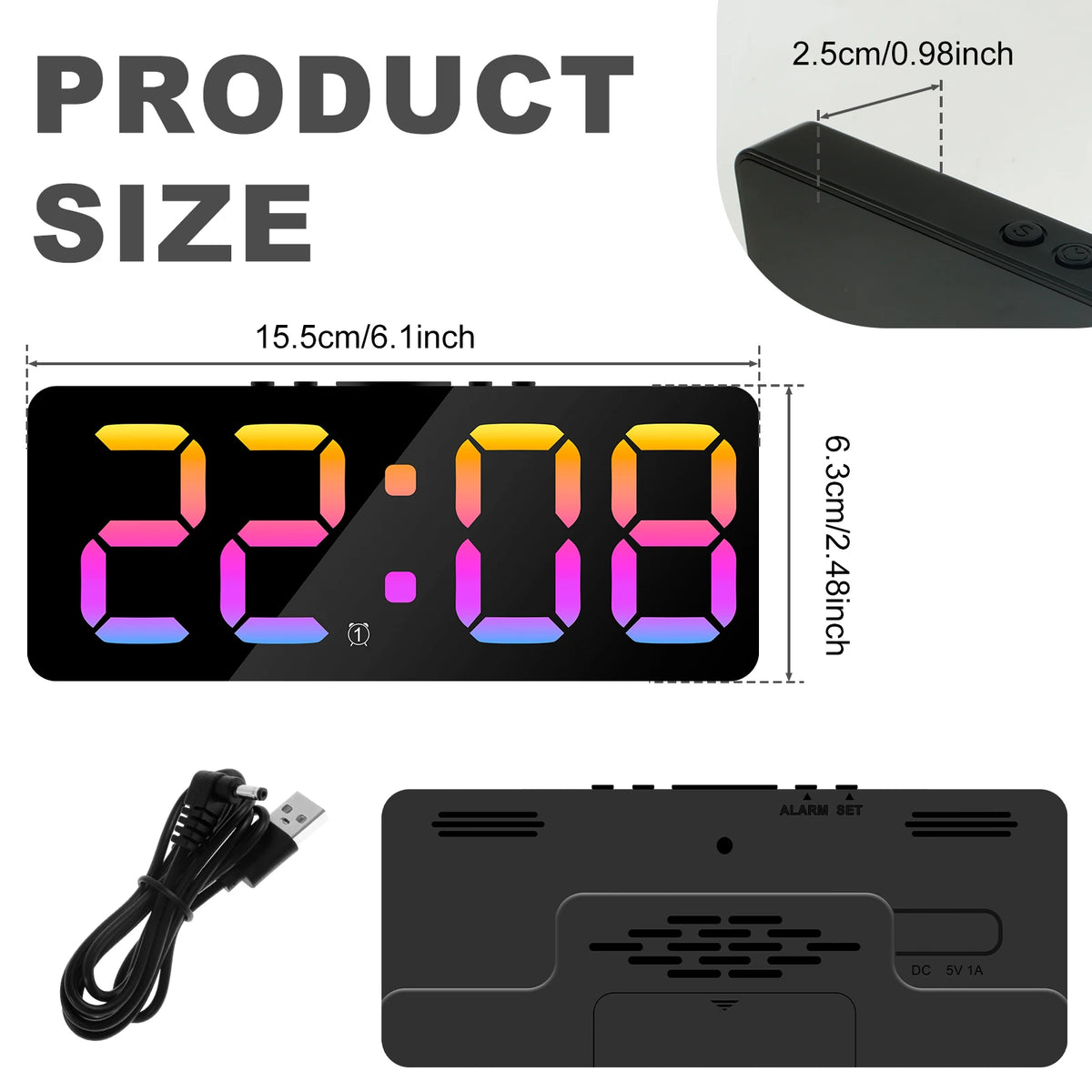 LED budilica s dvostrukim alarmom i USB priključcima