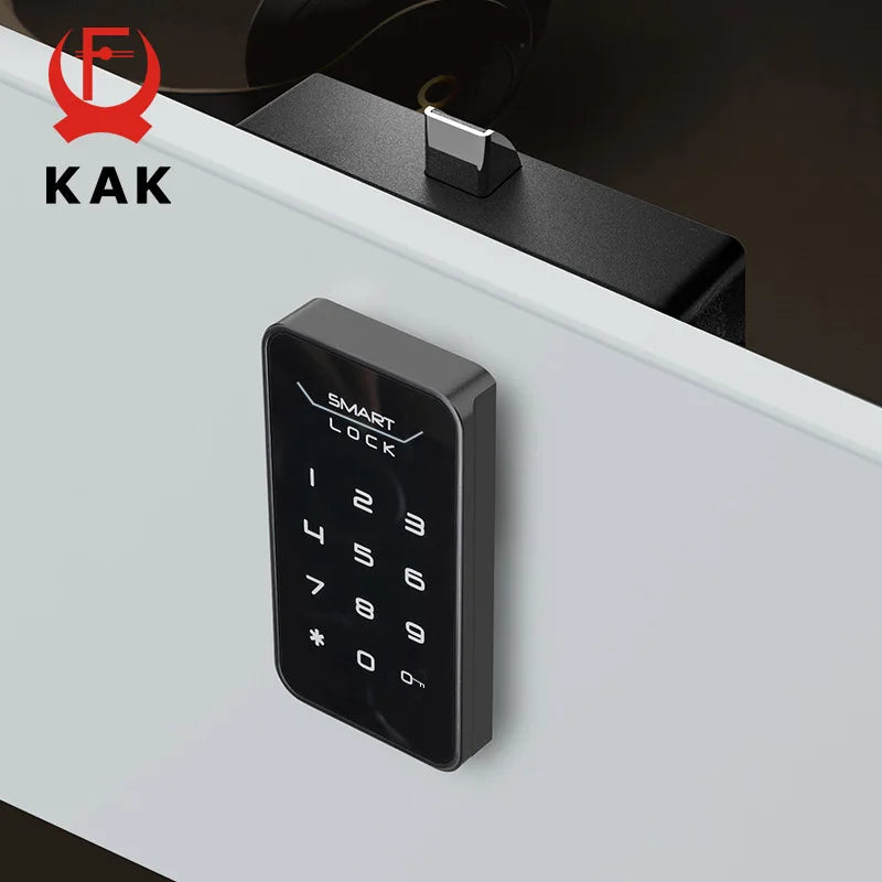 KAK Digital Electronic Lock Smart Drawer Lock Touch Sensing Password Cabinet Lock for Locker Keyless Safety Lock Door Hardware