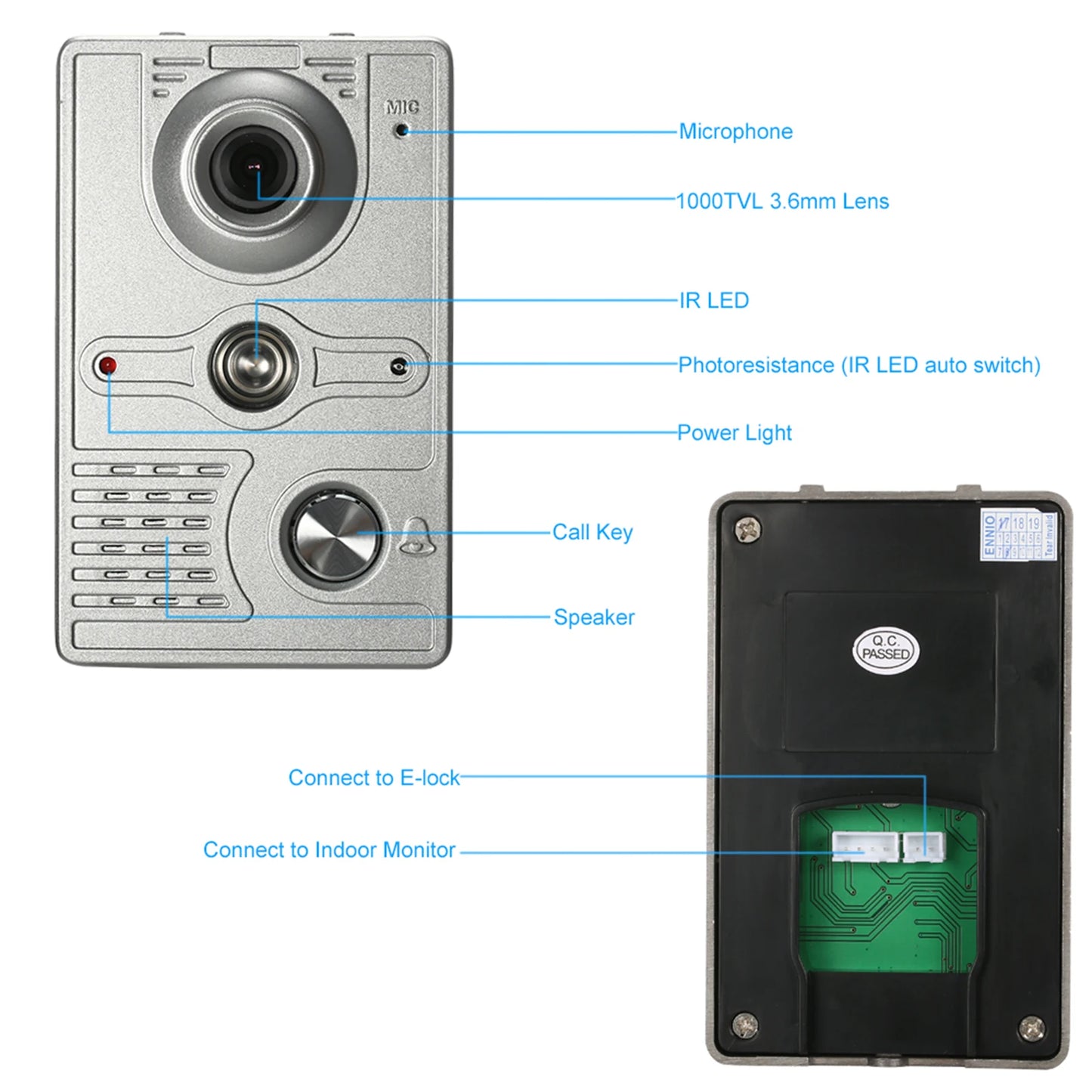 7 inch Wired Video Doorbell Indoor Monitor IR-CUT Outdoor Camera Visual Intercom Two-way Audio Remote Unlock Video Door Phone Spy-shop.com