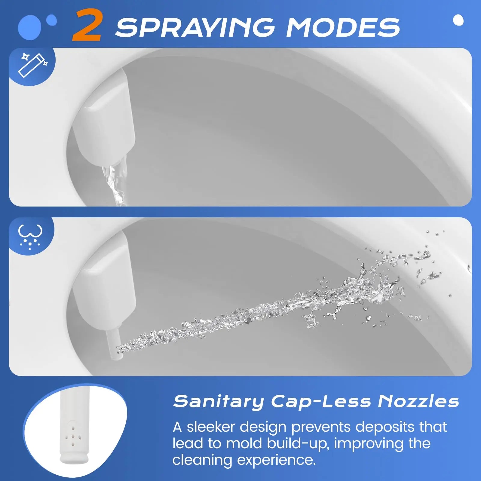 Ultra-Slim Bidet Attachment for Toilet with Dual Nozzles