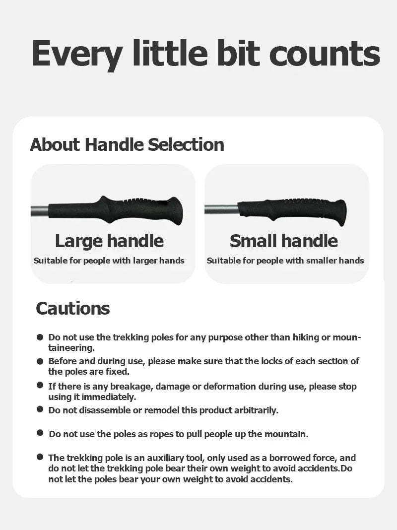 Carbon Fiber Trekking Poles Adjustable 103–135cm Ultralight Hiking Sticks
