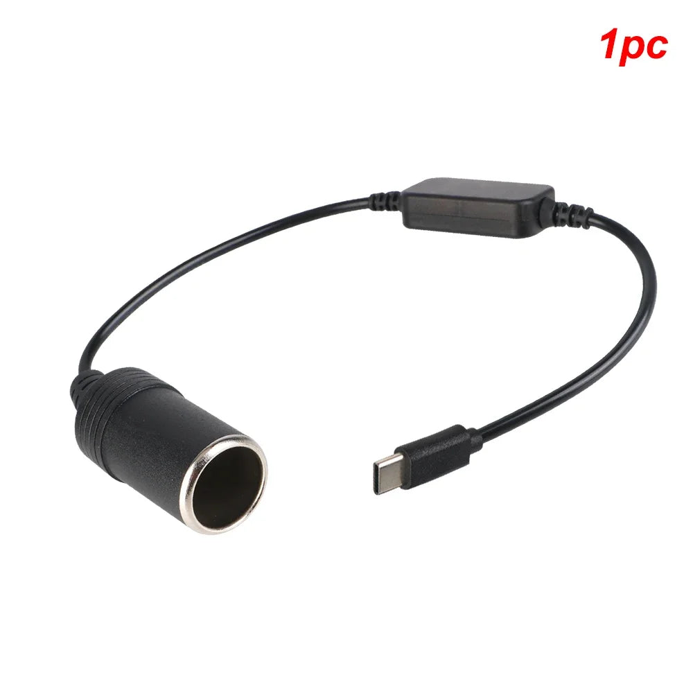 5V To 12V Converter Cable Extender USB Type C Chargers To Cigarette Lighter Socket Power Adapter Electronics Car Accessories