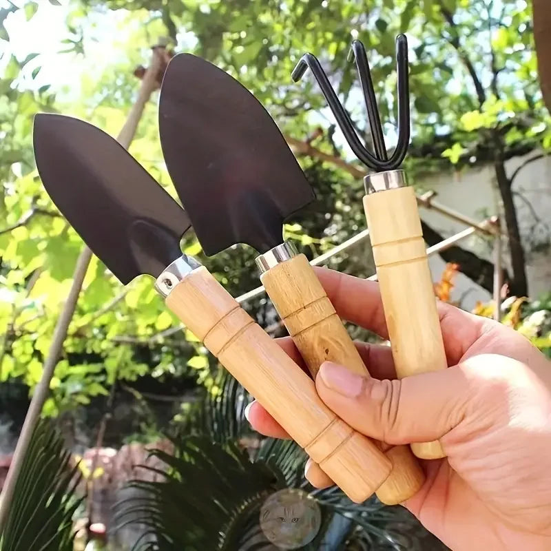 3-Piece Mini Garden Tool Set with Rake, Trowel and Shovel
