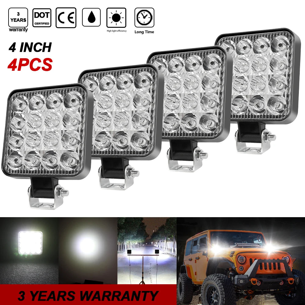 Mini 4 Inch LED Work Light 48W 12V Off-Road Spotlight