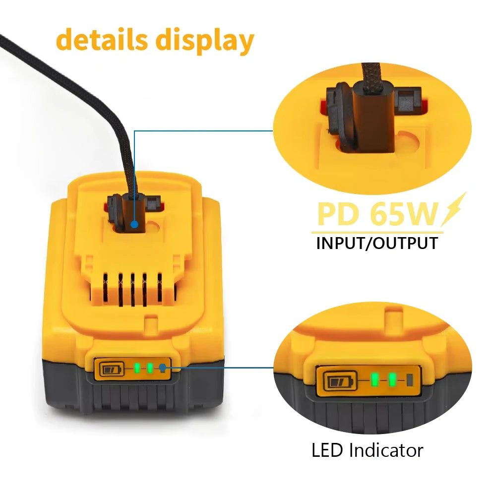 20V Li-Ion Replacement Battery 5Ah USB-C PD65W