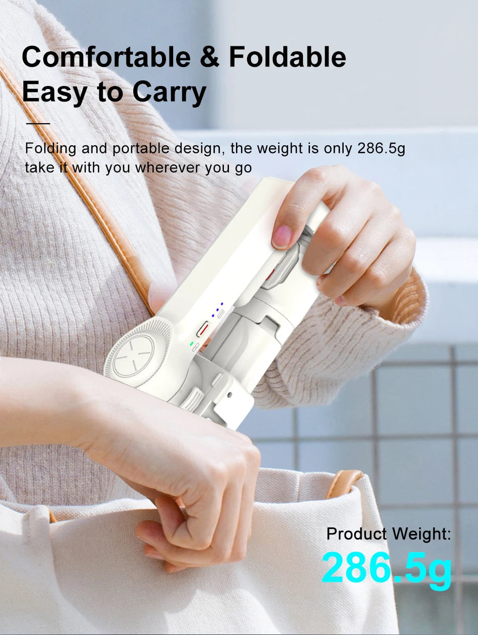 AXNEN A10 Handheld Gimbal Smartphone Stabilizer with Fill Light Extension Rod Remote Cellphone Selfie Stick for iPhone Samsung 