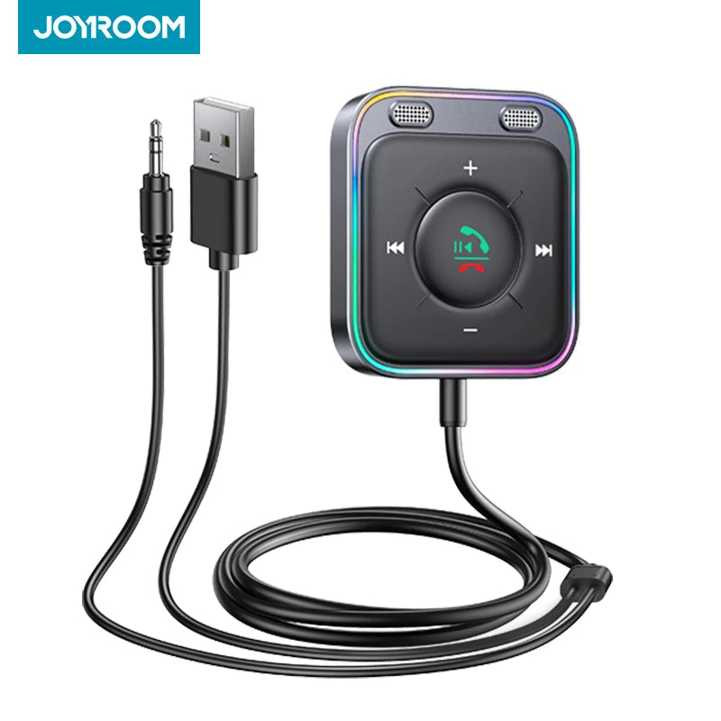 Joyroom Bluetooth 5.4 Car Adapter With Dual Mics Noise Cancellation AUX Bluetooth Wireless Receiver Car Kit Plug-and-Play 