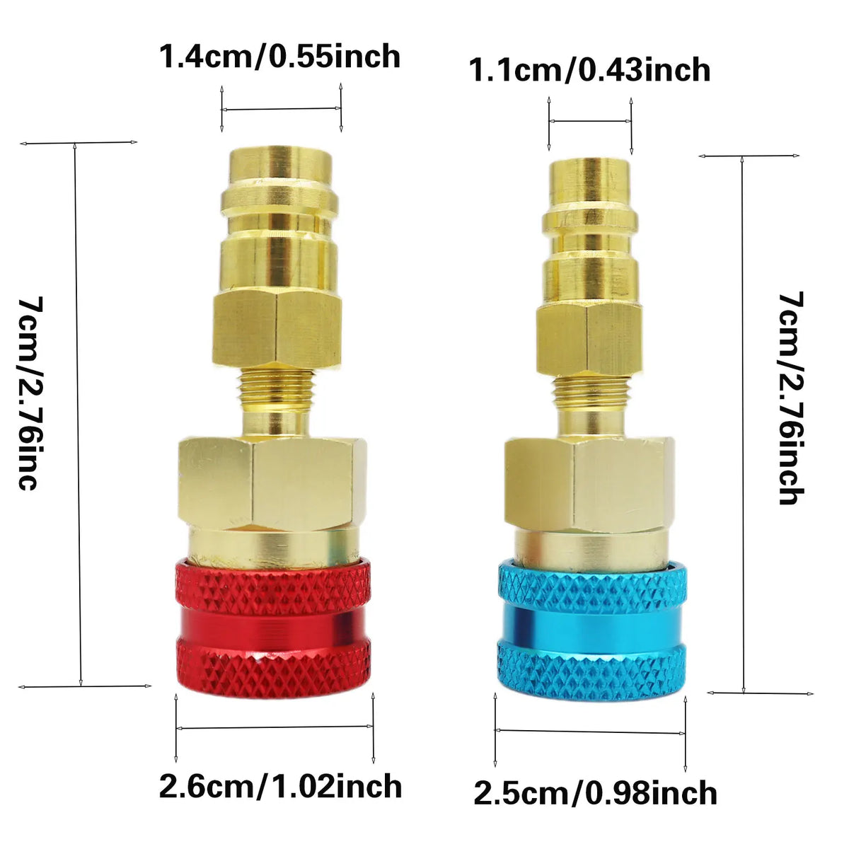 Conectores rápidos de aire 2 piezas R1234YF/R12 a R134A Conectores Adaptadores de aire acondicionado de coche Fitting herramientas de coche
