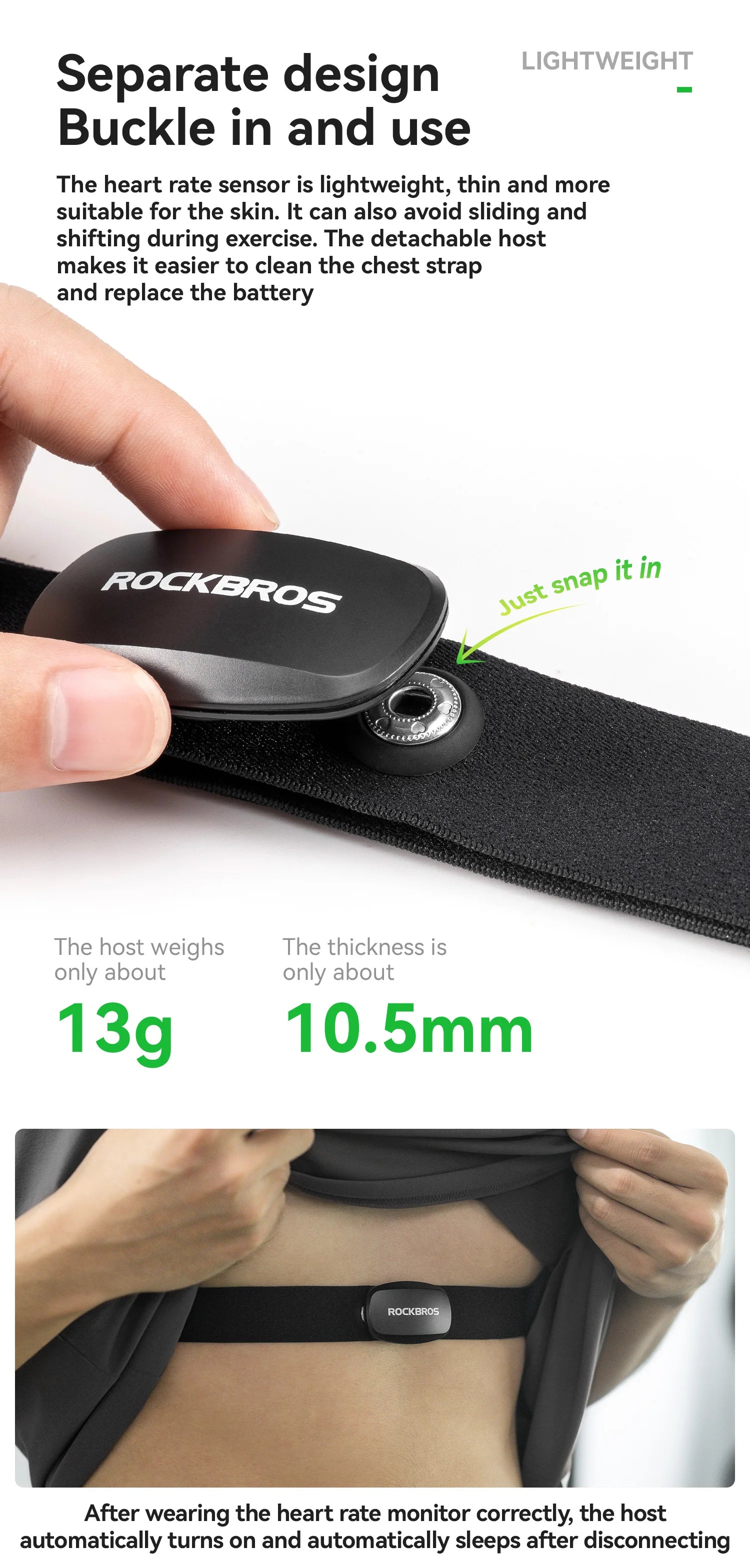 Bluetooth & ANT+ Pulsmonitor Brystrem til Cykling
