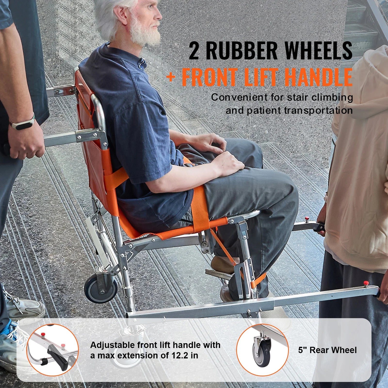 Foldable EMS Stair Climbing Chair 350lbs Evacuation Wheelchair