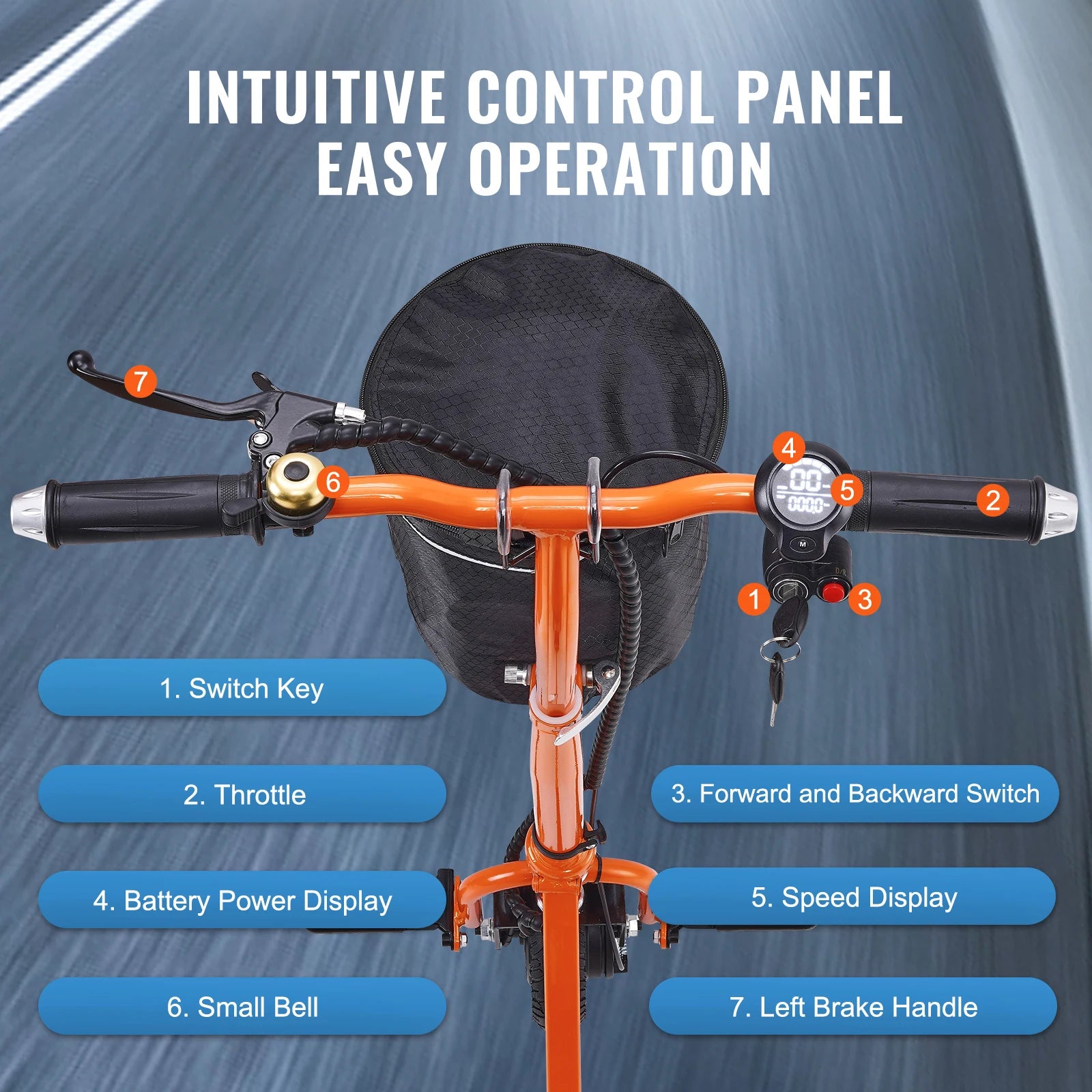 Scooter elettrico pieghevole a 3 ruote per anziani, mobility scooter portatile alimentato elettricamente, per terreni any-terrain, carrozzina da viaggio