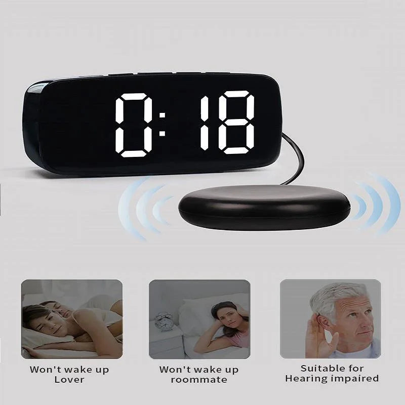 Super Loud Vibrating Alarm Clock with Bed Shaker Multifunctional Dual USB for Heavy Sleeper Deaf Hard of Hearing Snooze 