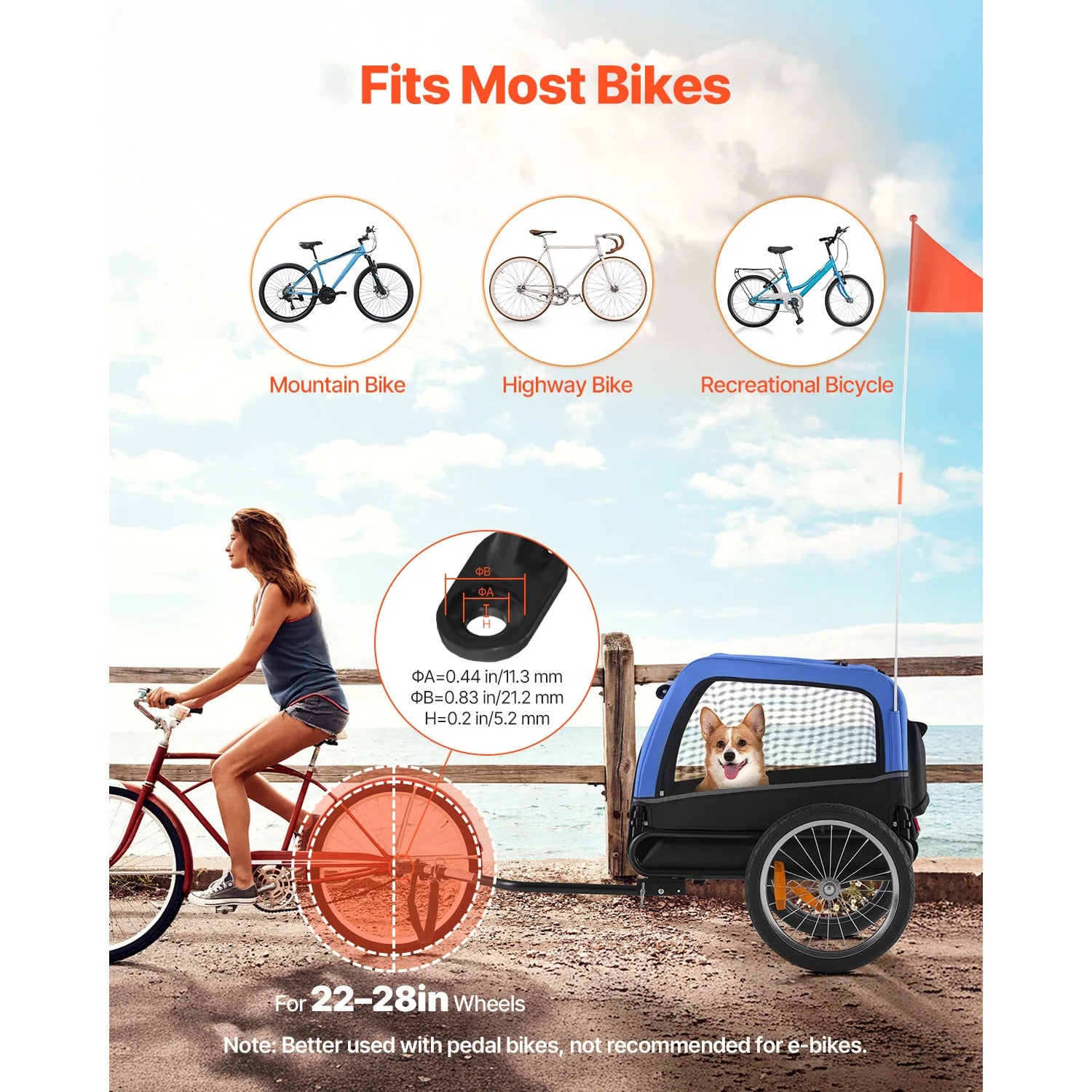 SucceBuy 66/88 lbs Dog Bike Trailer Easy Folding Frame Pet Cart Bicycle Carrier with Coupler & Reflector for Small & Medium Dogs