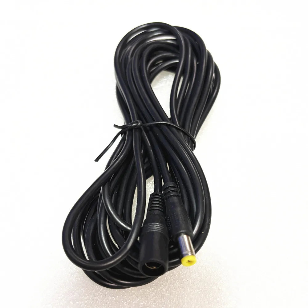 Cabo de Alimentação de Extensão DC 12V Masculino para Feminino 2,1mm x 5,5mm Preto