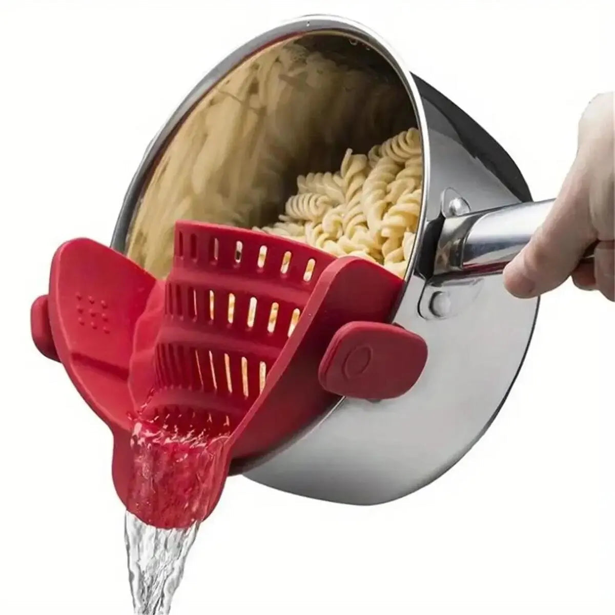 1pc Adjustable Silicone Clip-On Strainer for Pots, Pans, and Bowls - Handheld Drainer for Noodles, Pasta 