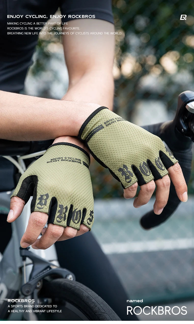ROCKBROS Half Finger Cycling Gloves Breathable Shock Absorbing Fit