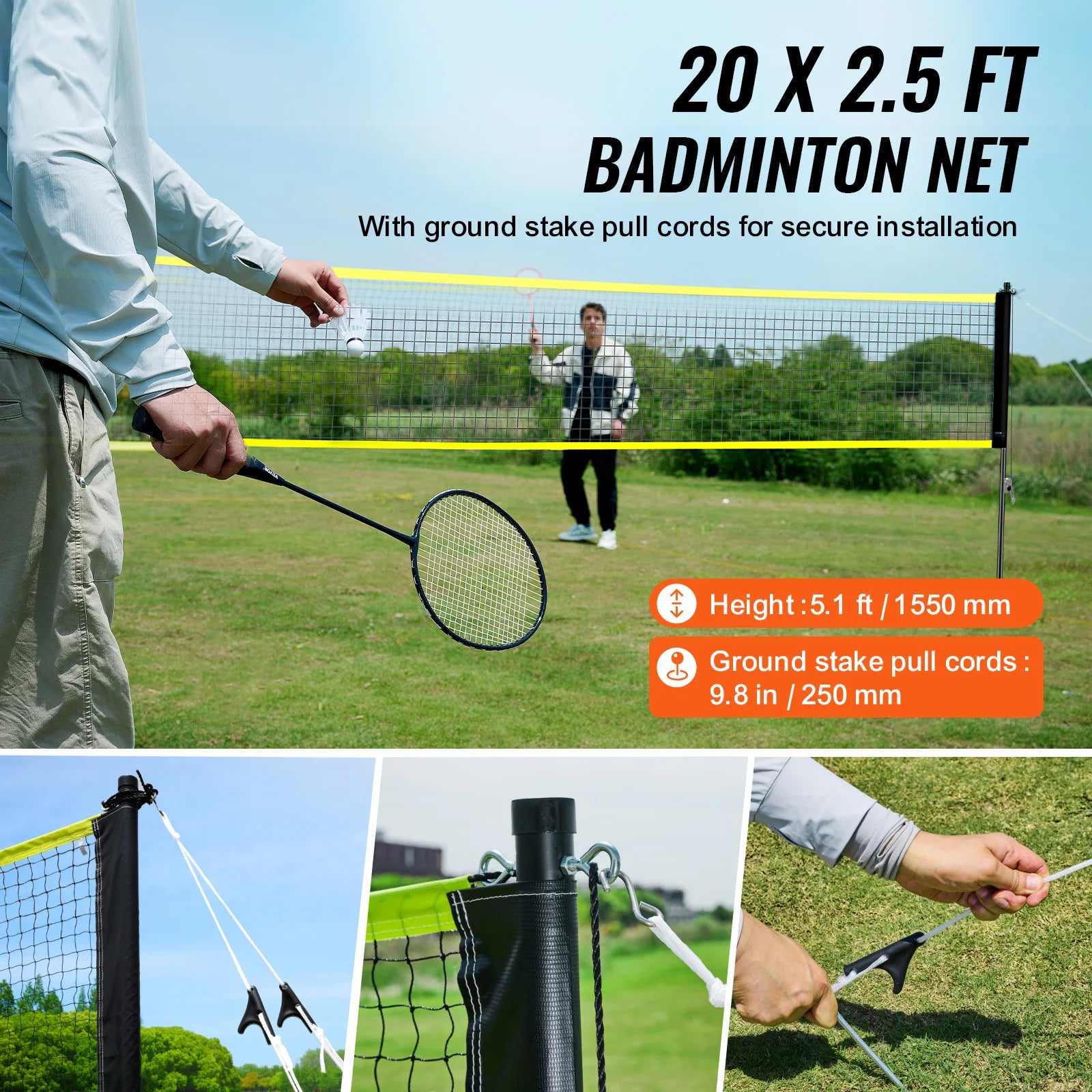 Prenosná sada na bedminton s raketami na záhradu, pláž a do parku
