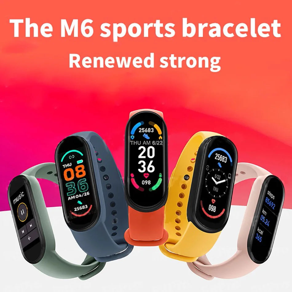 M6 Smart Watch Men Women Fitness Smart Bracelet Sports Band Heart Rate Blood Pressure Monitor Waterproof Multi-function Watches 