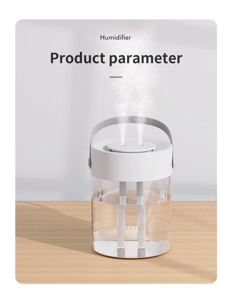 3 L USB Ultrasonic Humidifier with Dual Mist Outlets