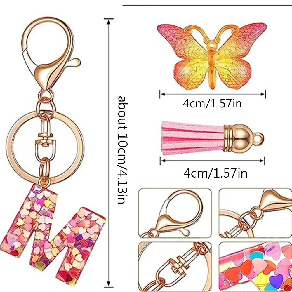 Fashion DIY Κεφαλίδες A-Z Letters keychain Μεταλλικός Φαρέτρα Pendant Key Chain Γυναίκες Κλειδί Αυτοκινήτου Αλυσίδα Απλό Γράμμα Όνομα Κλειδί Δώρο Κοσμήματα