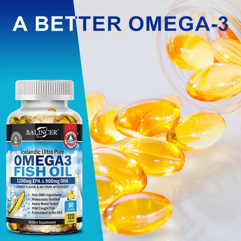 Omega-3 Fish Oil Supplement Capsules
