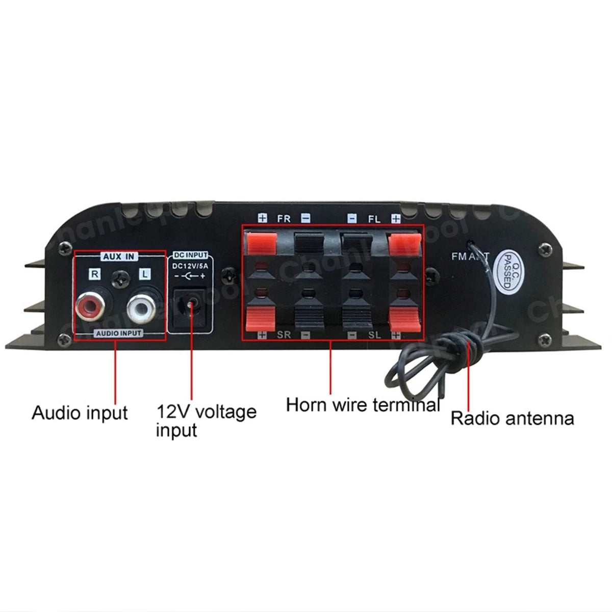 1600W Peak Power HiFi Sound Amplifier Digital 4 Channel Audio Amplifier Bluetooth Karaoke Player FM Radio Support Remote Control 