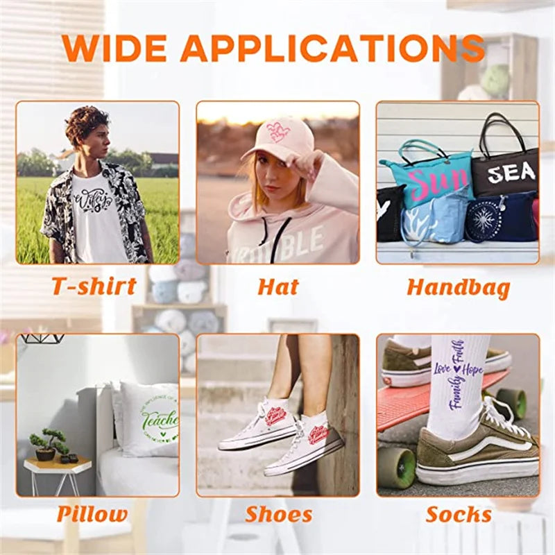 HTVRONT PU Heat Transfer Vinyl Roll Bundle for DIY Apparel