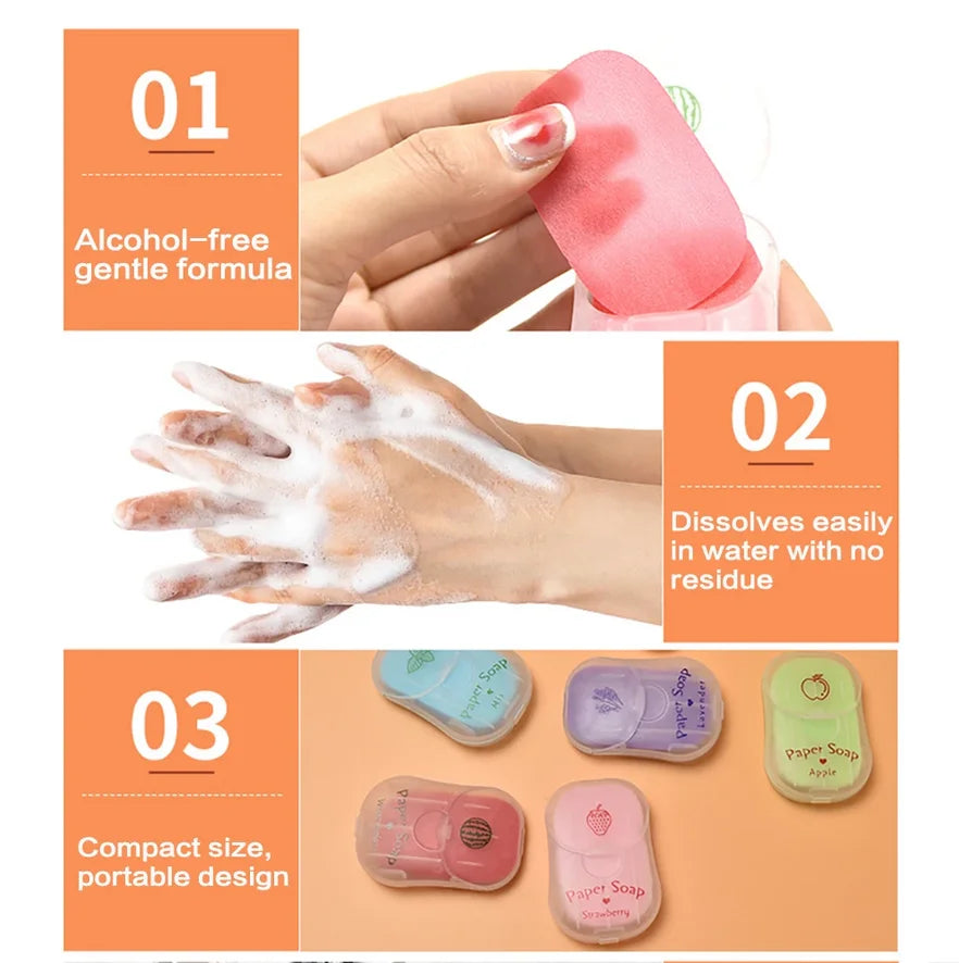 Portable Hand Soap Sheets, 50-Sheet Box