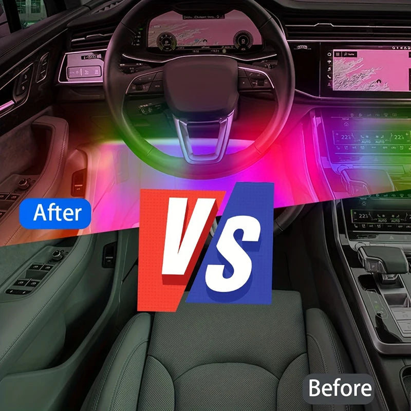 Four-Piece RGB Car Interior Light Set with App Control