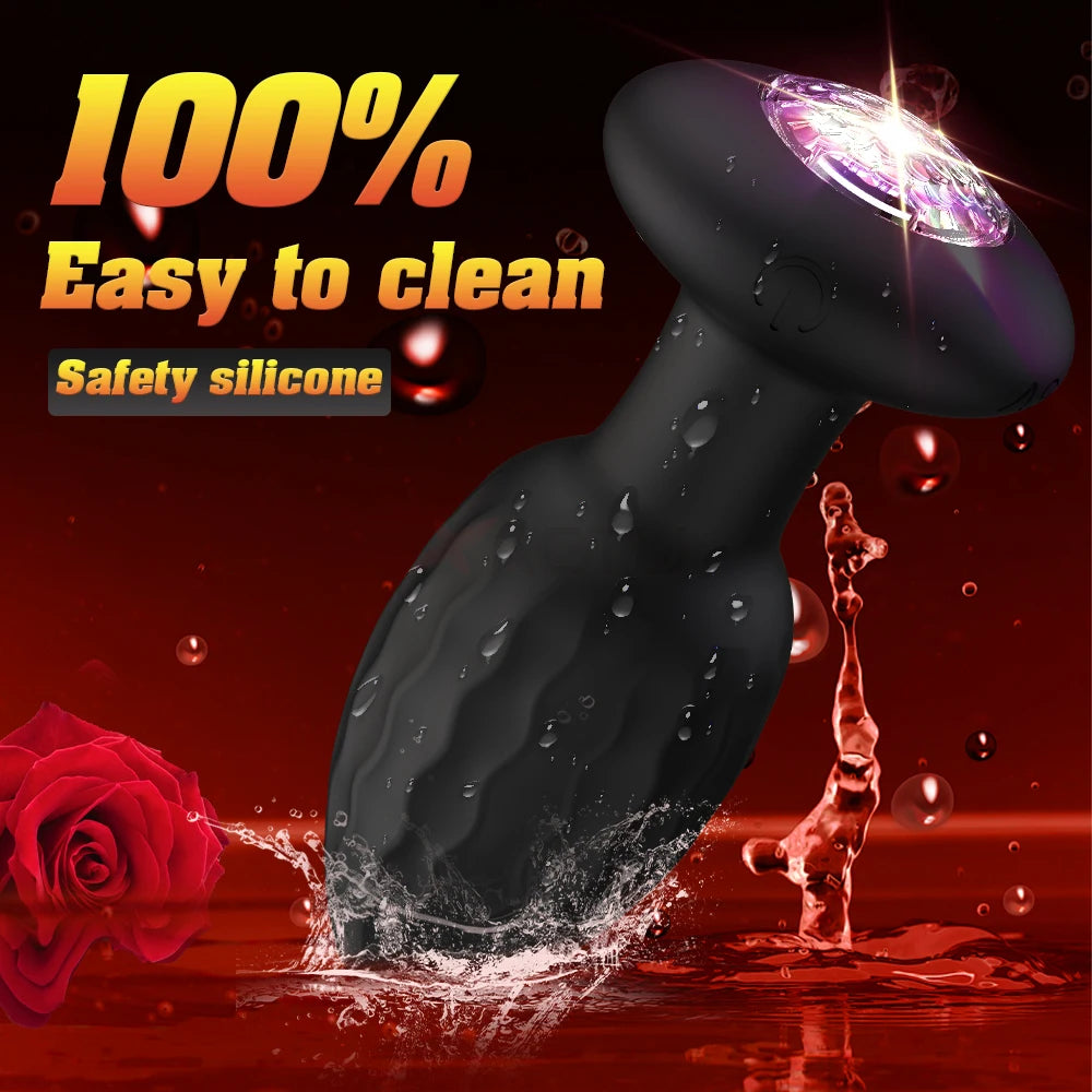 APP Control Anal Plug Vibrator with LED Light Blue-tooth Butt Plug Vibrator Prostate Massager Sex Toys for Women Men Adult 