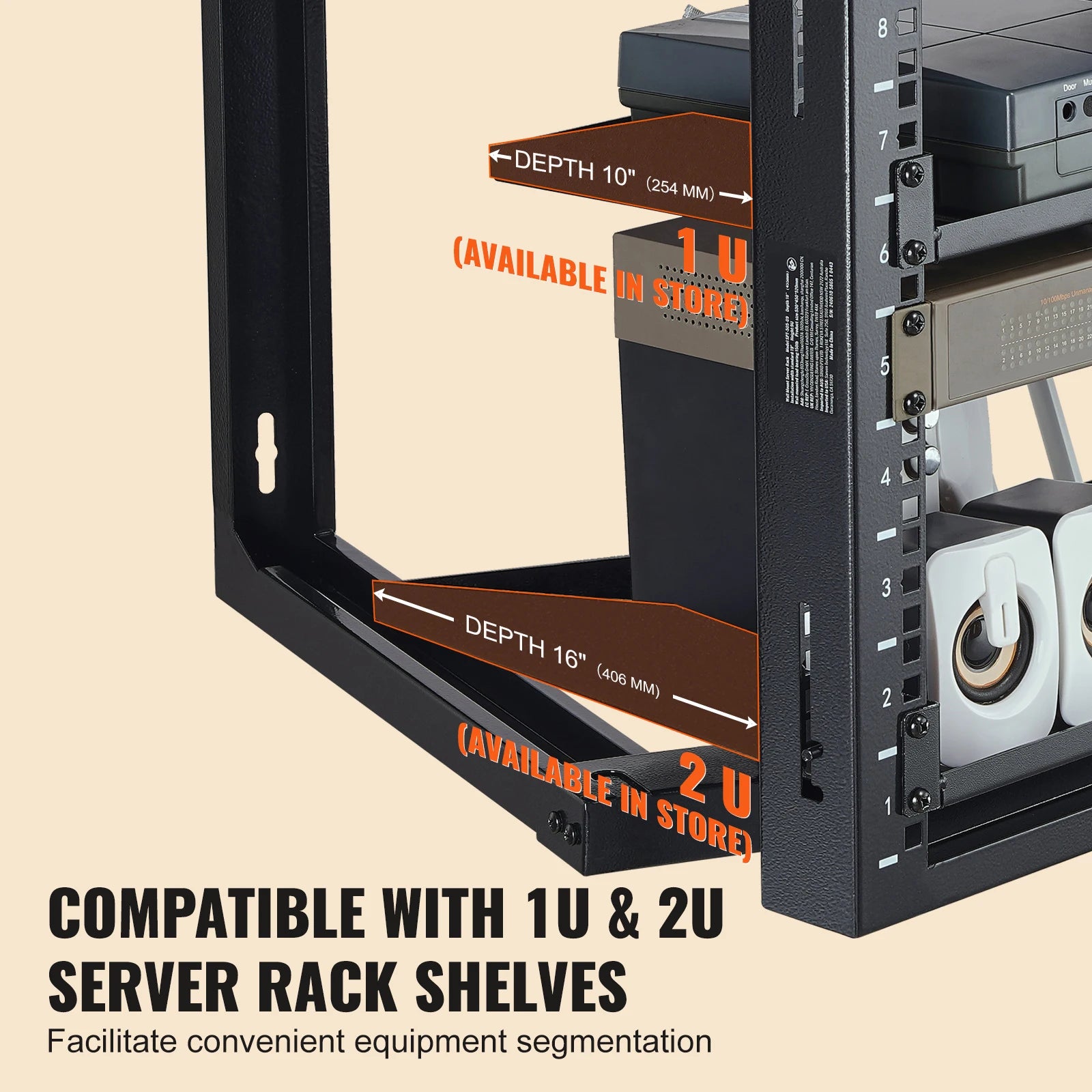 9U Wall Mount Server Rack 19 Inch Open Frame 150 lb Capacity