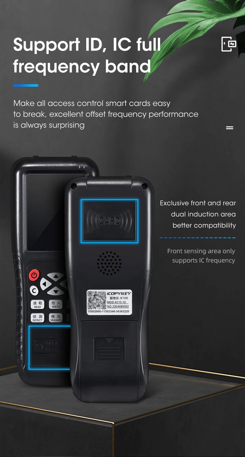 NFC Smart Card Reader Writer RFID Copier 125KHz 13.56MHz USB Fob Programmer Copy Encrypted Key With Voice Broadcast X100 