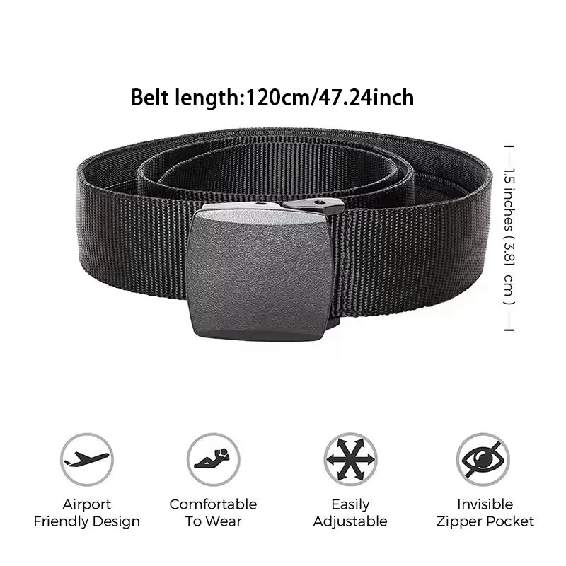 New Travel Cash Anti Theft Belt Waist Bag Women Portable Hidden Money Strap Belt Wallet Waist Pack Men Hiding Belt For Men Women