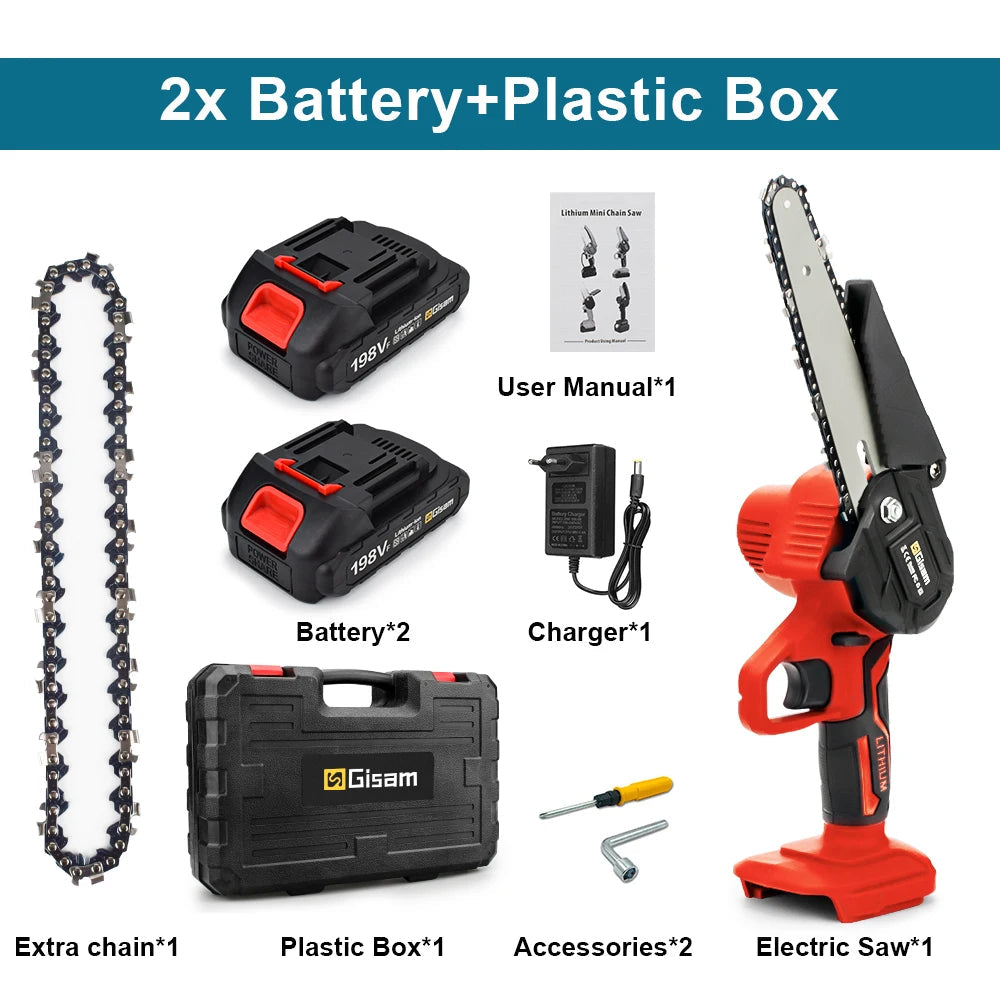 Gisam 6 Inch Chain Saw Cordless Electric Saw Handheld Garden Logging Chainsaw Wood Cutting Power Tool for Makita 18V Battery Pin 
