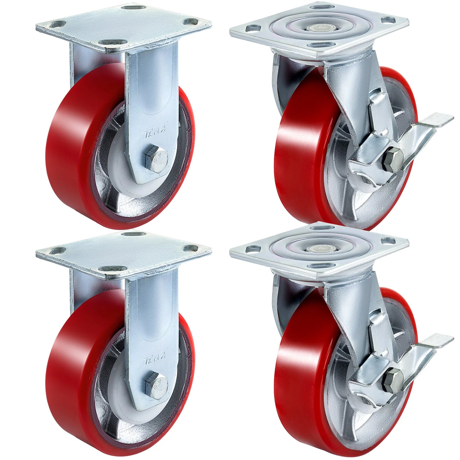 6" Heavy Duty Caster Wheels Set 1000 lb Each with Brake