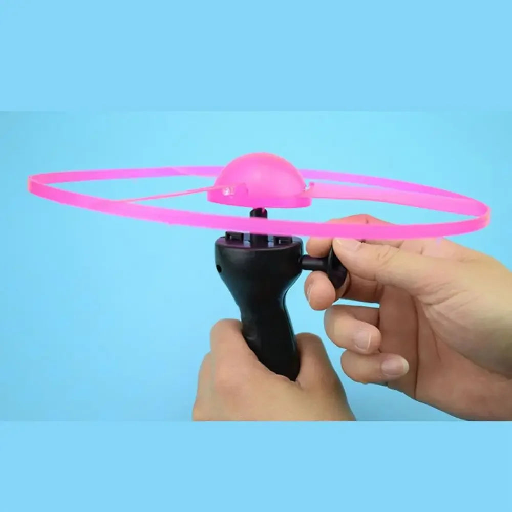 Kids Luminous Flying Disc Propeller Toys LED Lighting Pull String Flying UFO Toy Spinning Top Outdoor Game Sports Toy Gift 
