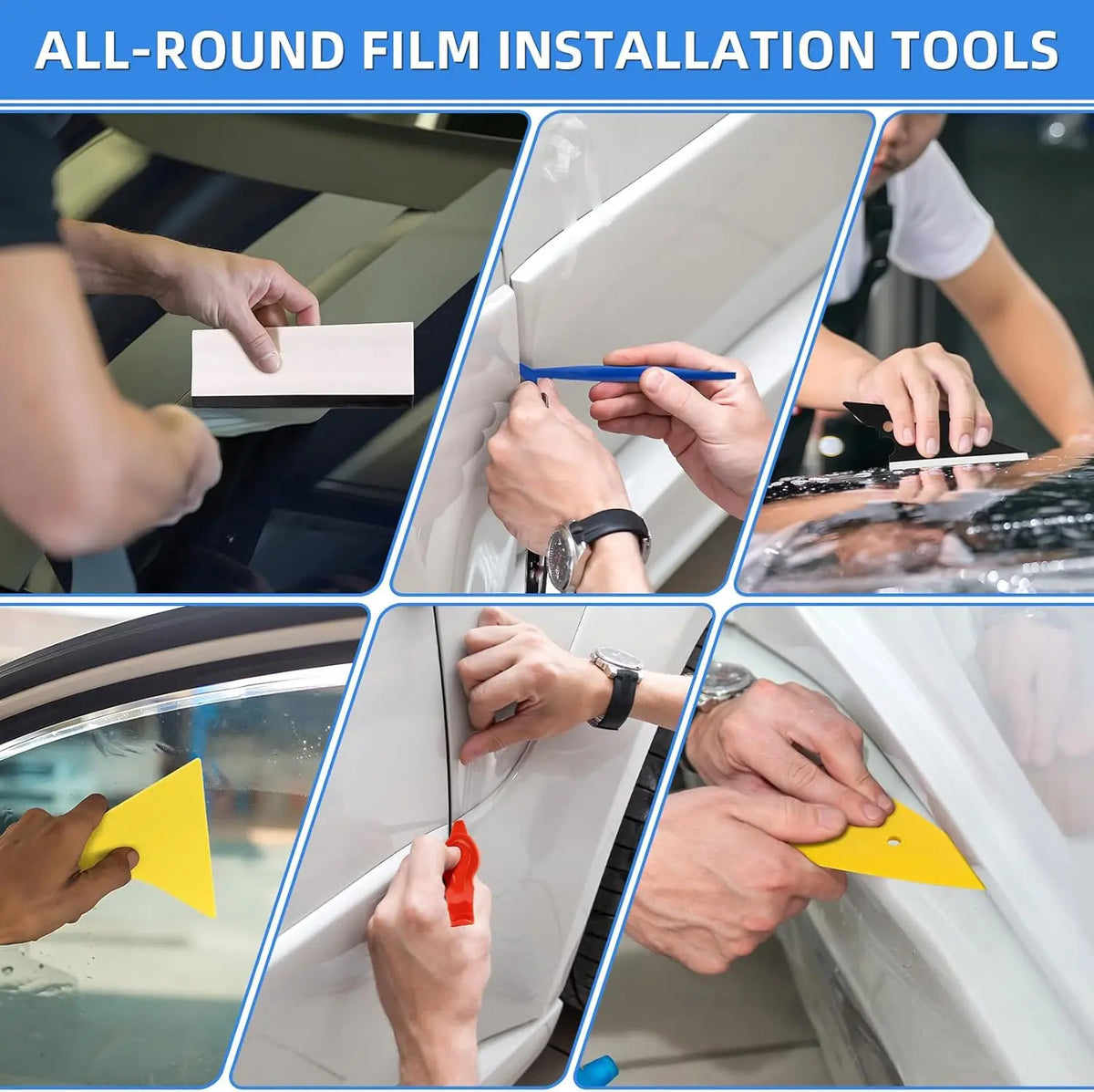Car Film Wrapping Tool Kit Window Tinting Tools Vinyl Wrap Felt Squeegee Wrap Stick Vinyl Cutter Utility Knife Plastic Scraper