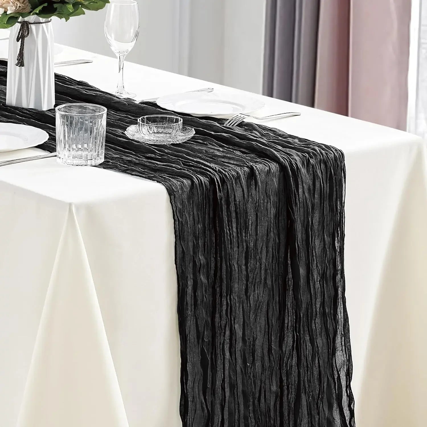Boho Cheesecloth Table Runner – Semi‑Sheer Gauze Décor for Events