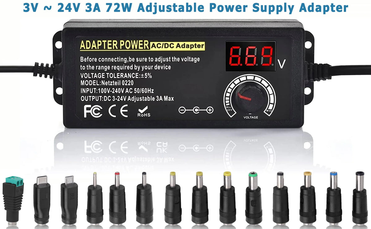 Adjustable DC Power Adapter - 3-24 V