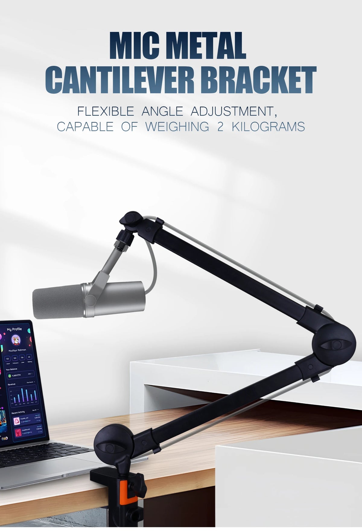 Microphone Support Spring-Free Microphone Cantilever Holder Foldable Stand Live Broadcast Stand Desktop Stand Long Arm Bracket