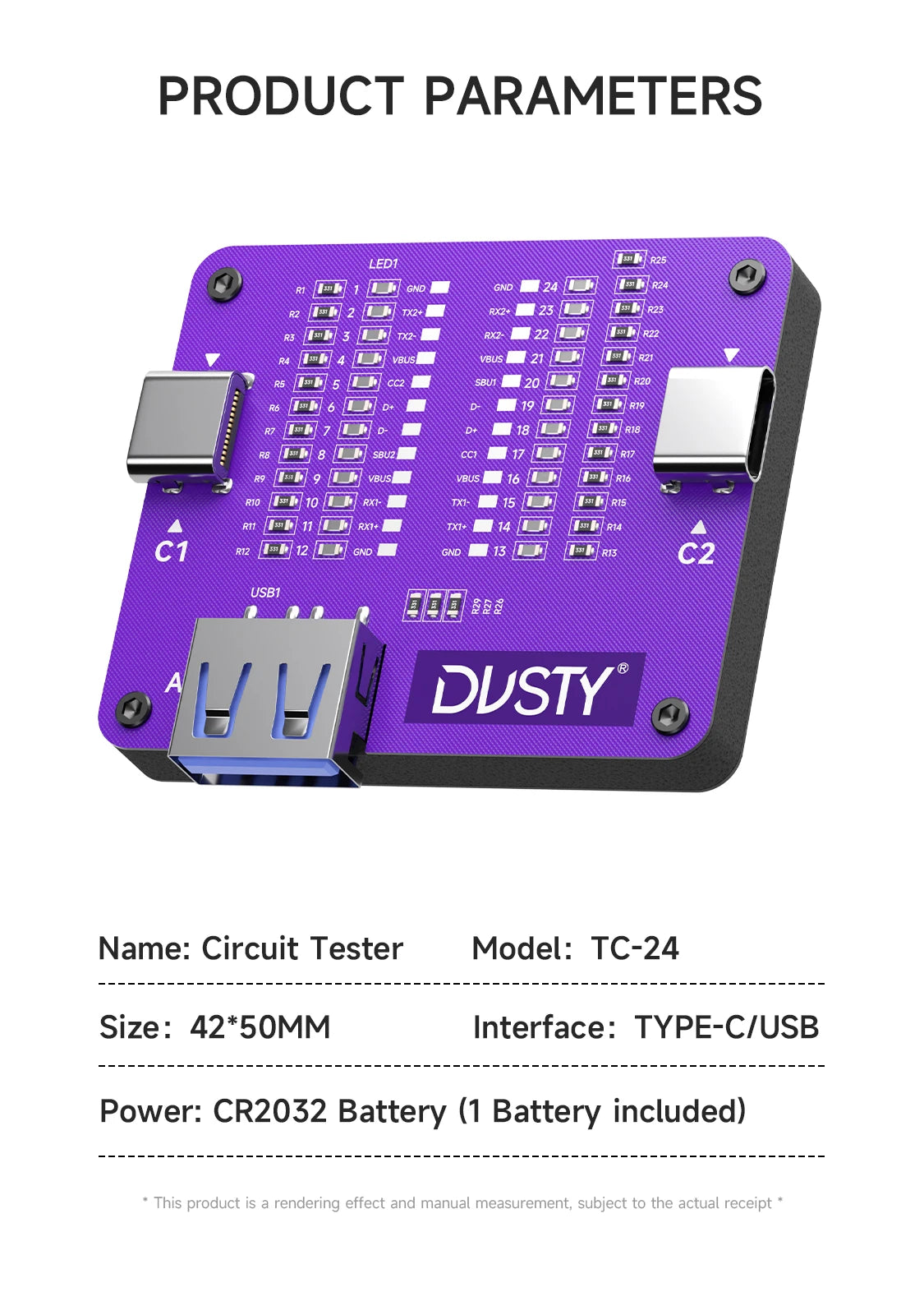 TC-24 USB-C Cable Continuity Tester