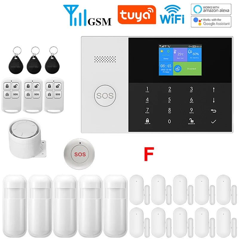 WIFI GSM Alarm System Tuya Smart Life APP Home Smart Security Protection Wireless Security Alarm House System with ALexa 
