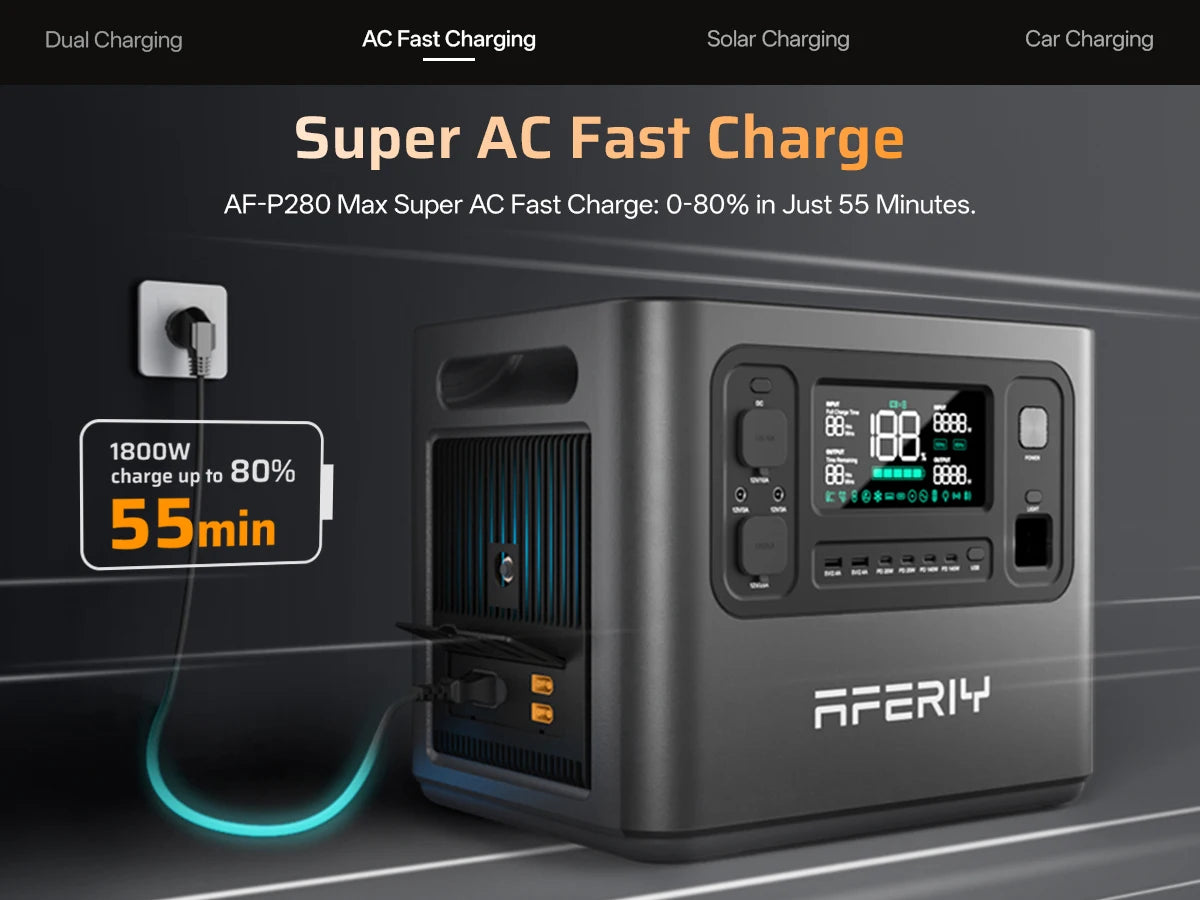 EU STOCK AFERIY P280 Portable Emergency Power Station 2800W 2048Wh LiFePO4 Solar Generator for Home Backup Outdoor Camping RV