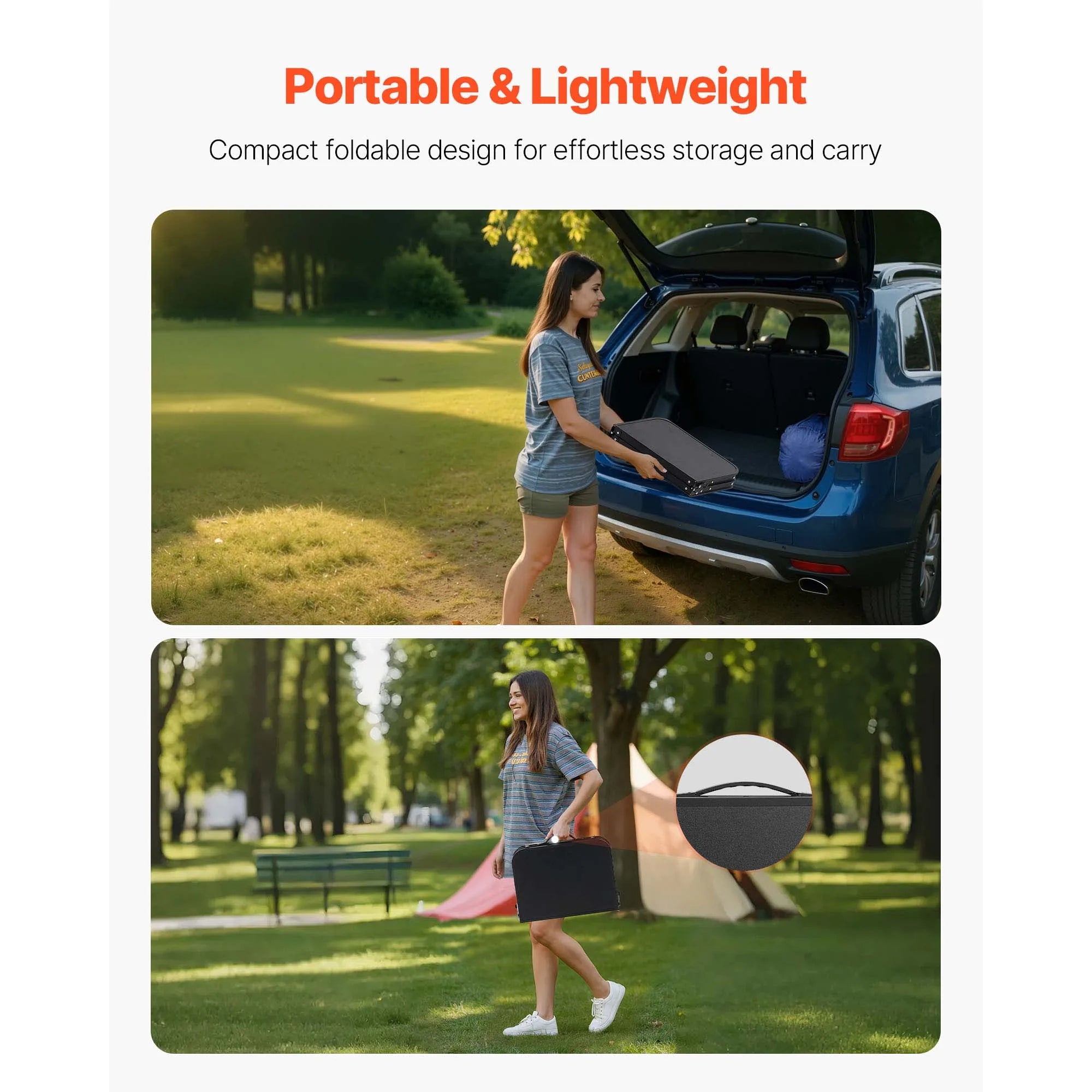 SucceBuy Folding Camping Table Adjustable Height Portable Side Tables Aluminum MDF Beach Table with Mesh Layer for Picnic BBQ