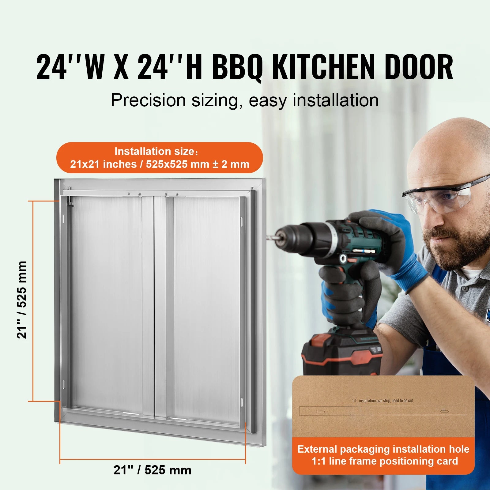 24x24 Zoll Edelstahl BBQ-Zugangstür mit eingelassenen Griffen