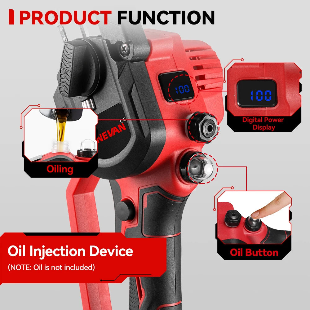 ONEVAN 8 Inch Brushless Electric Chainsaw Cordless Portable Electric Saw Woodworking Power Tool For Makita 18V Battery Pin 