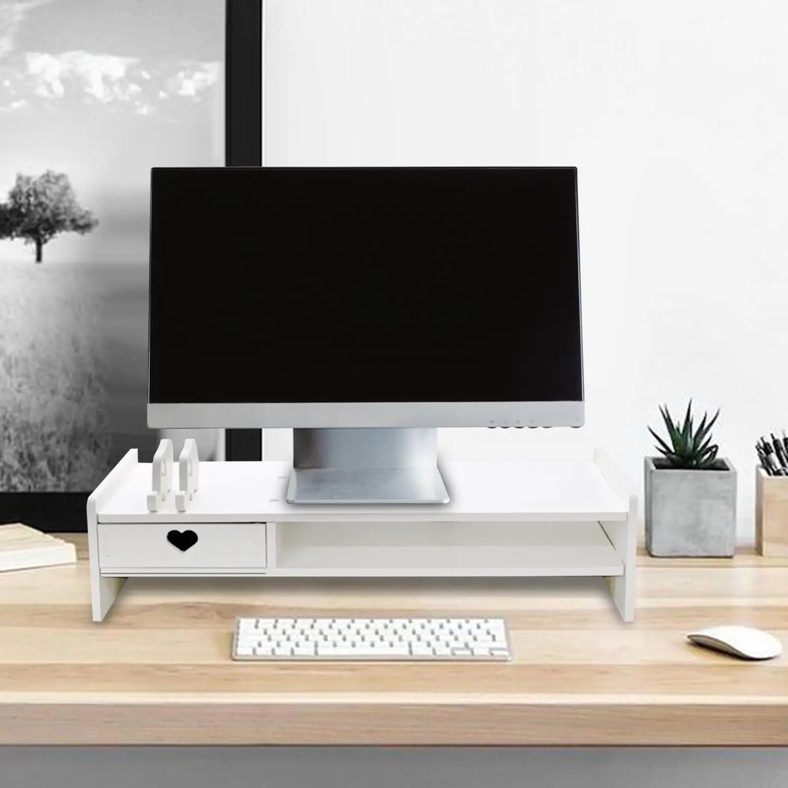 Monitor Stand Riser with Drawer Storage for Desk Organization