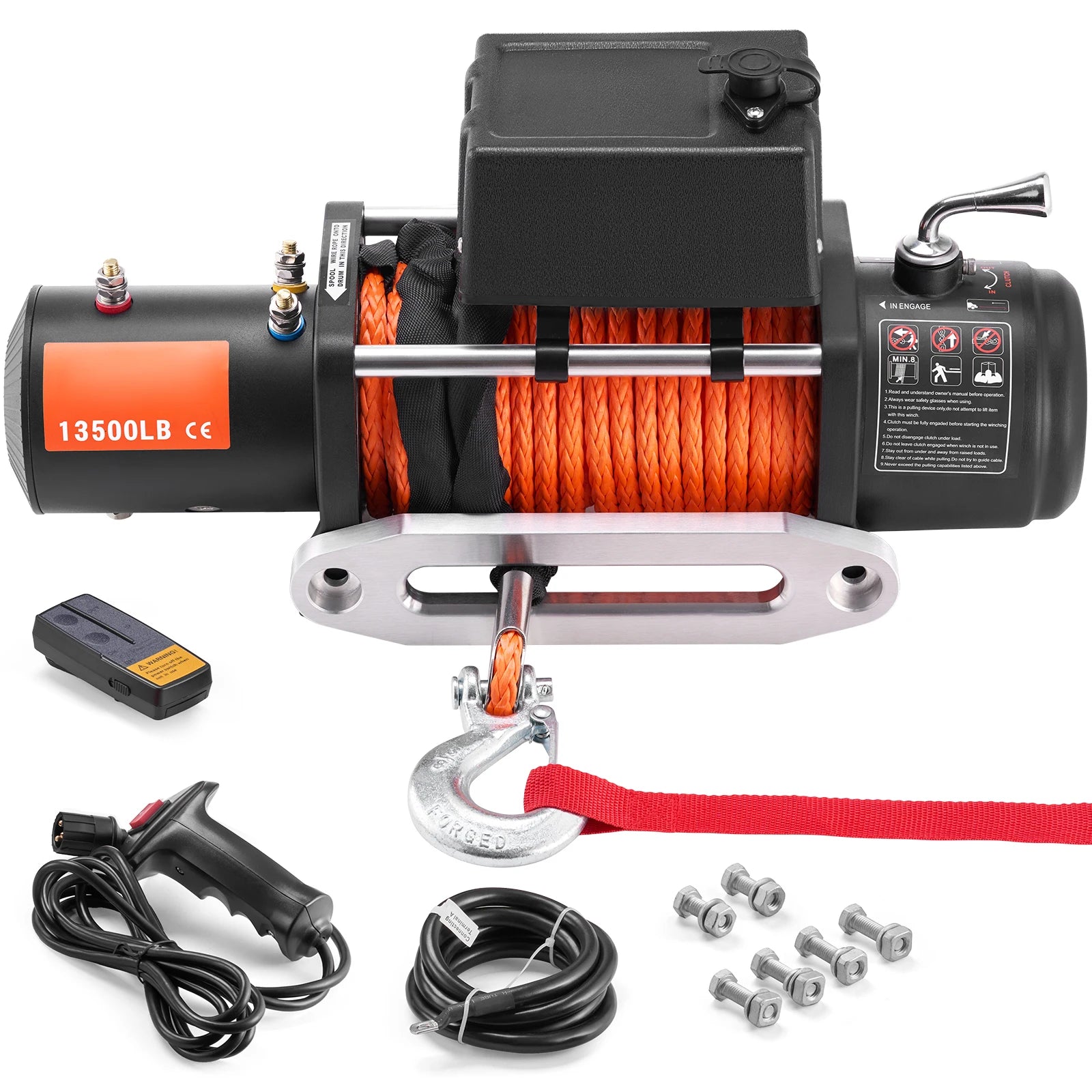 13500 lb Electric Winch with Synthetic Rope & Dual Remote Control