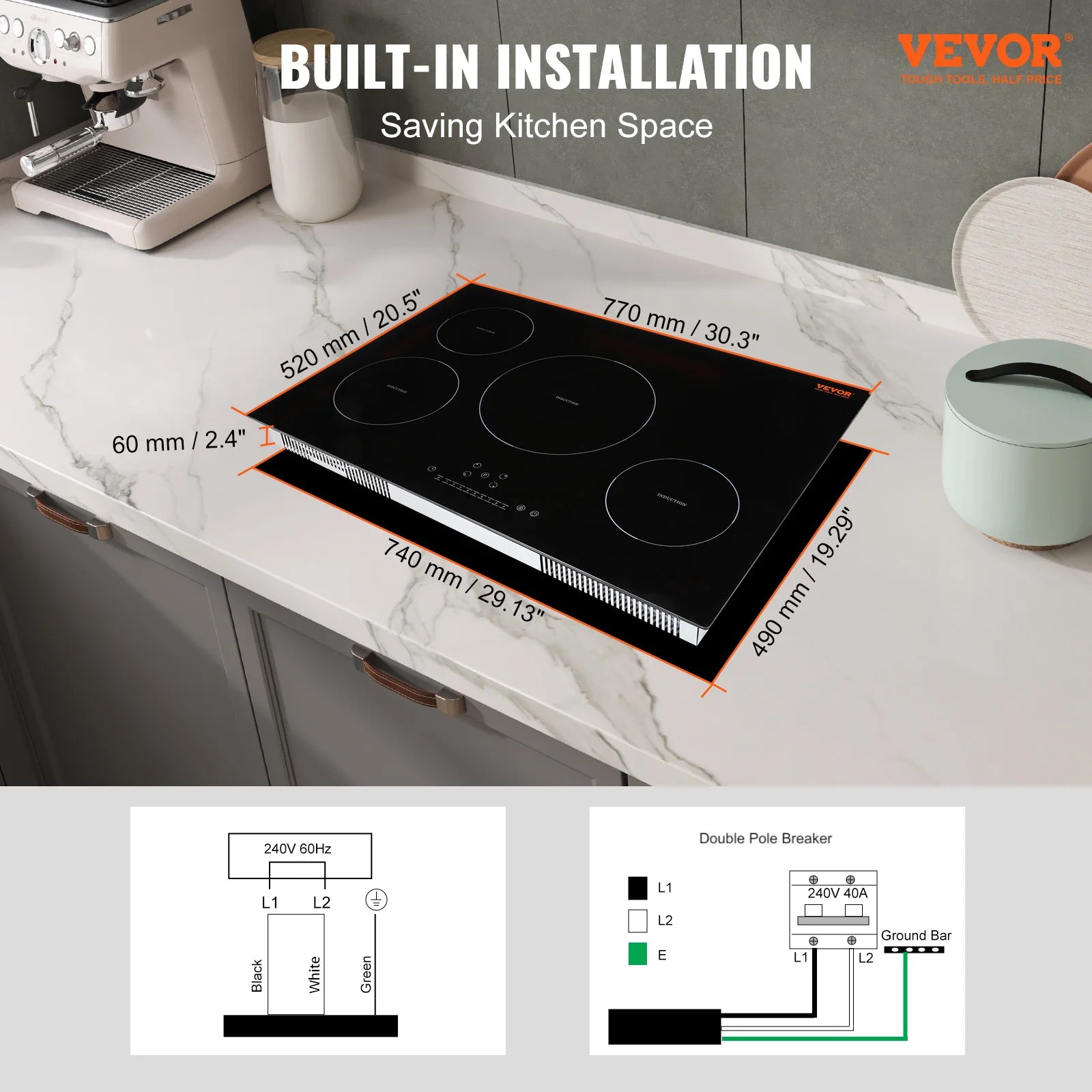 30-Inch Built-In 4-Burner Induction Cooktop with Touch Control