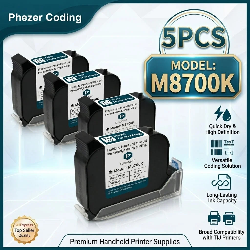 Phezer Quick-Dry Sort Blækpatron 12,7 mm til Håndholdte Inkjetprintere